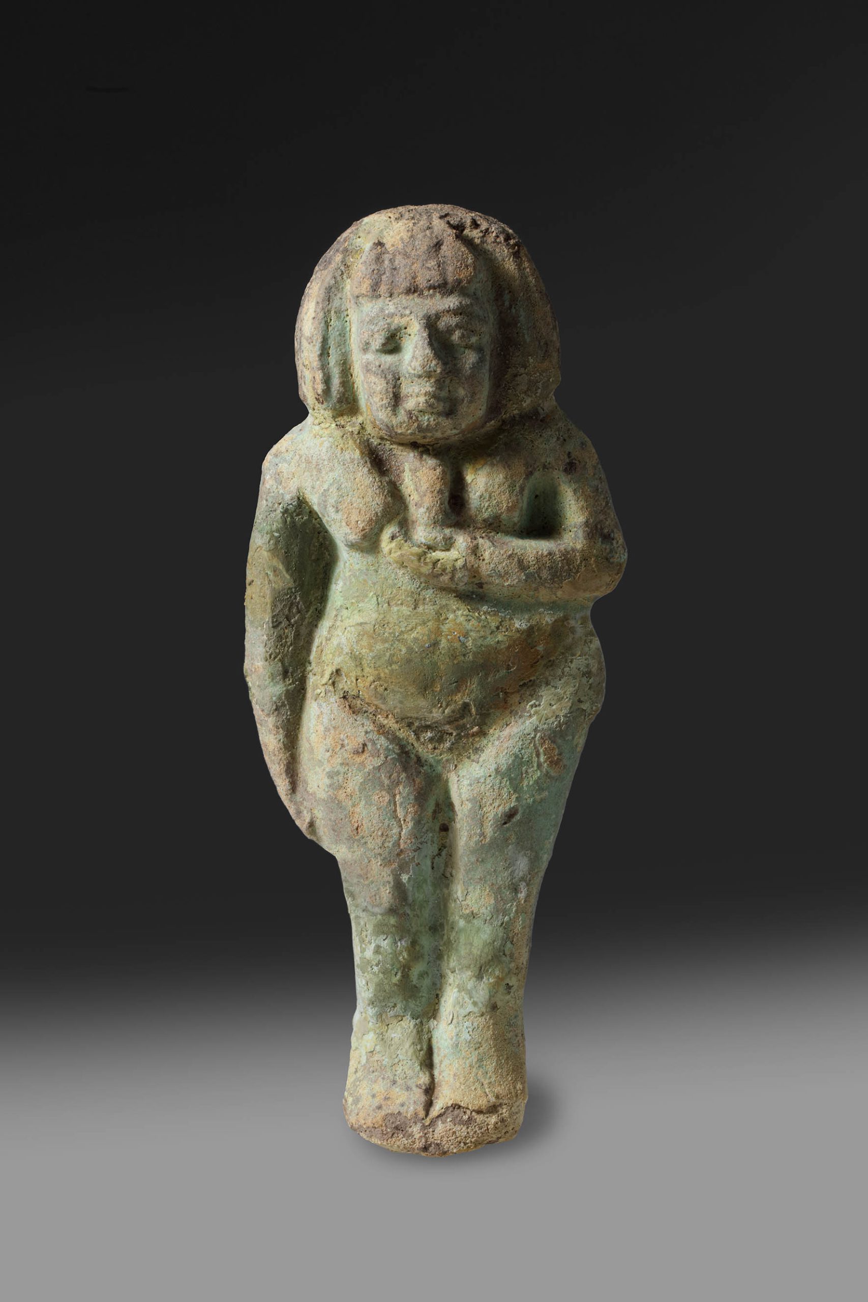 BLUE GREEN FAIENCE FIGURE OF A CONCUBINE