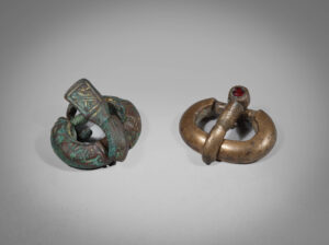 two merovingian bronze belt buckles