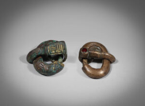 two merovingian bronze belt buckles