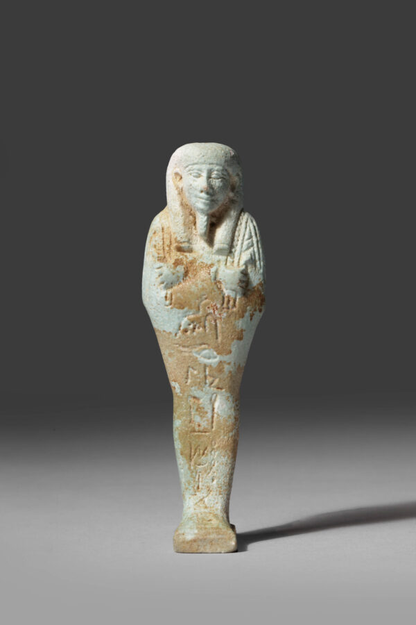 LIGHT BLUE FAIENCE USHABTI OF HENEB