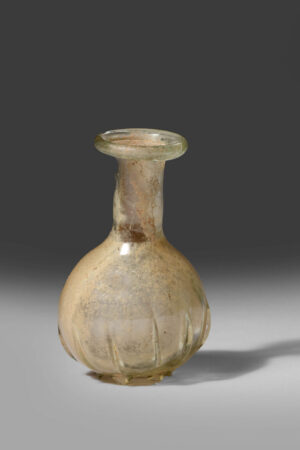 LIGHT GREEN ‘POMEGRANATE’ GLASS FLASK