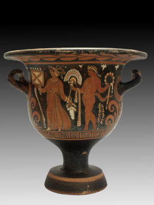 APULIAN RED FIGURE BELL KRATER BY GANYMEDES PAINTER