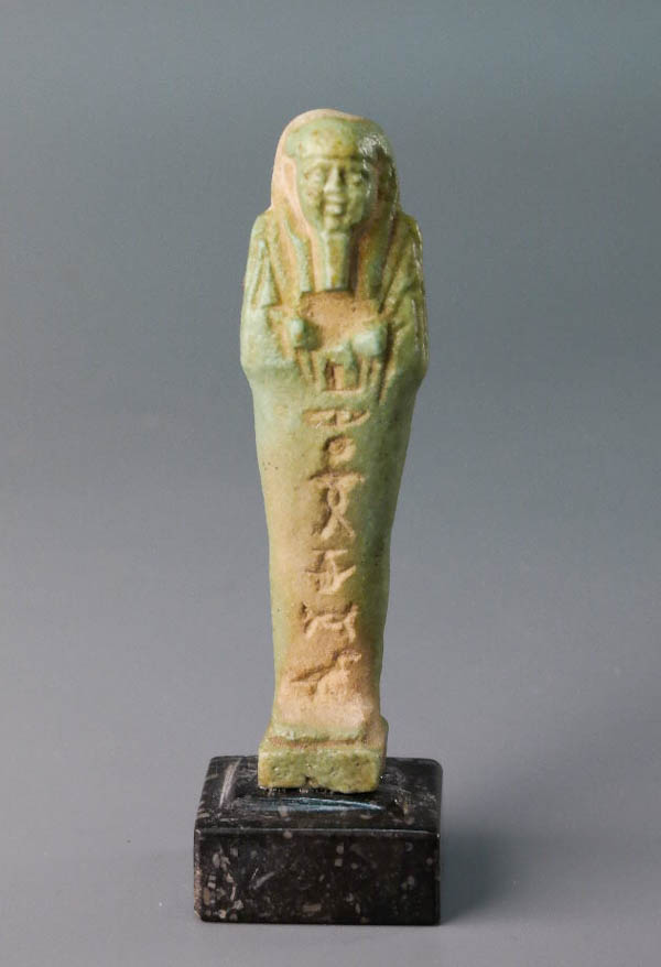 SMALL GREEN FAIENCE USHABTI OF WAB-IB-RE