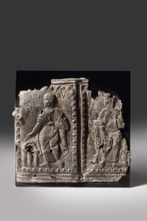 early byzantine bronze attachment with lazarus