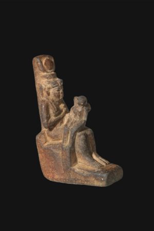 EGYPT, STEATITE AMULET OF ISIS HATHOR SUCKLING HORUS