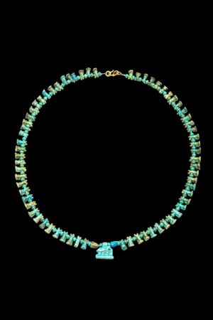 EGYPT FAIENCE CAT NECKLACE.