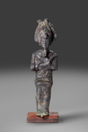 BRONZE FIGURE OF OSIRIS ENTHRONED