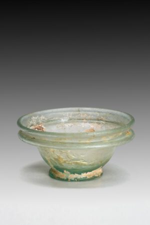 roman green glass cup or acetabulum