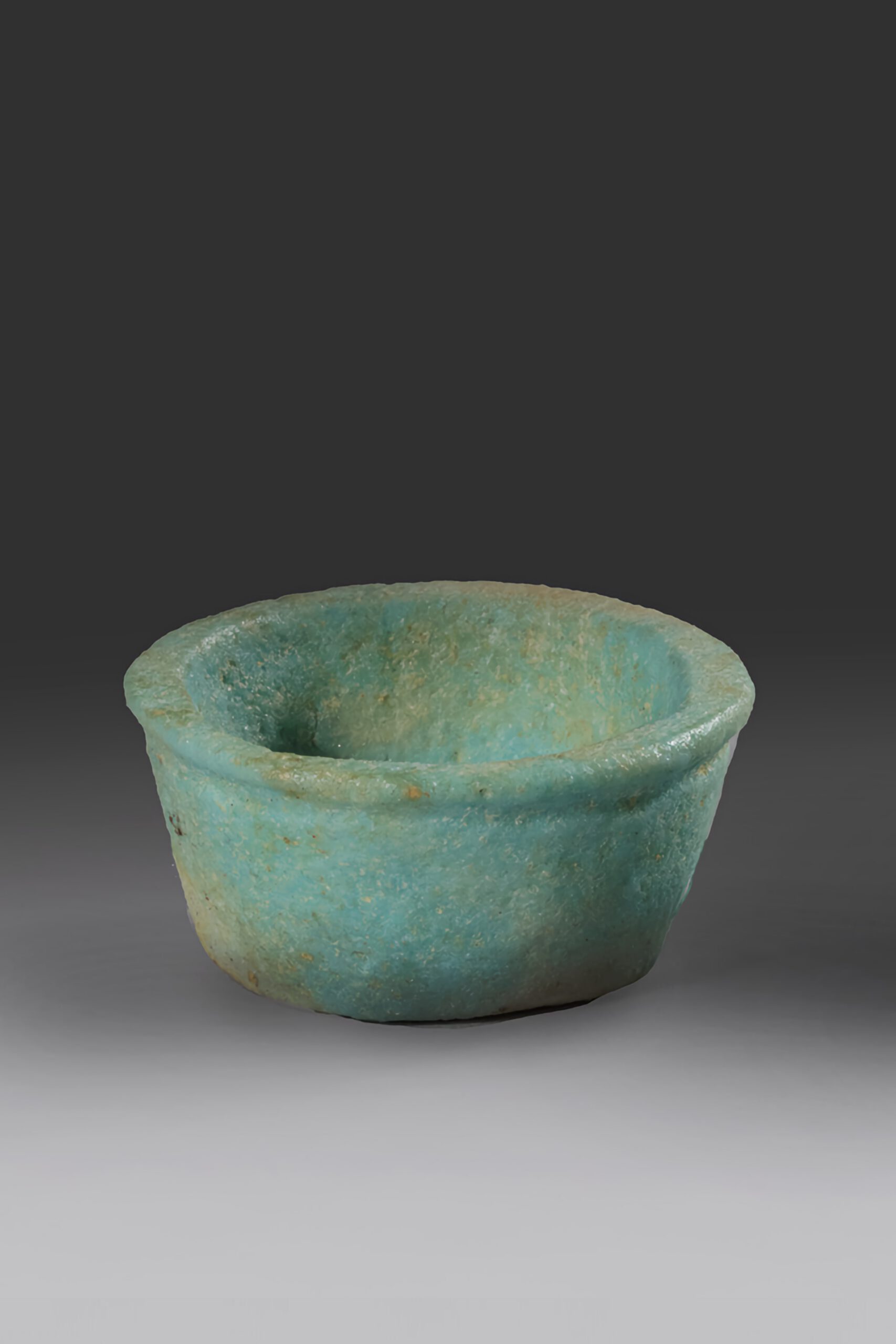 PAIR OF MINI BLUE FAIENCE PAINT POTS - Image 2