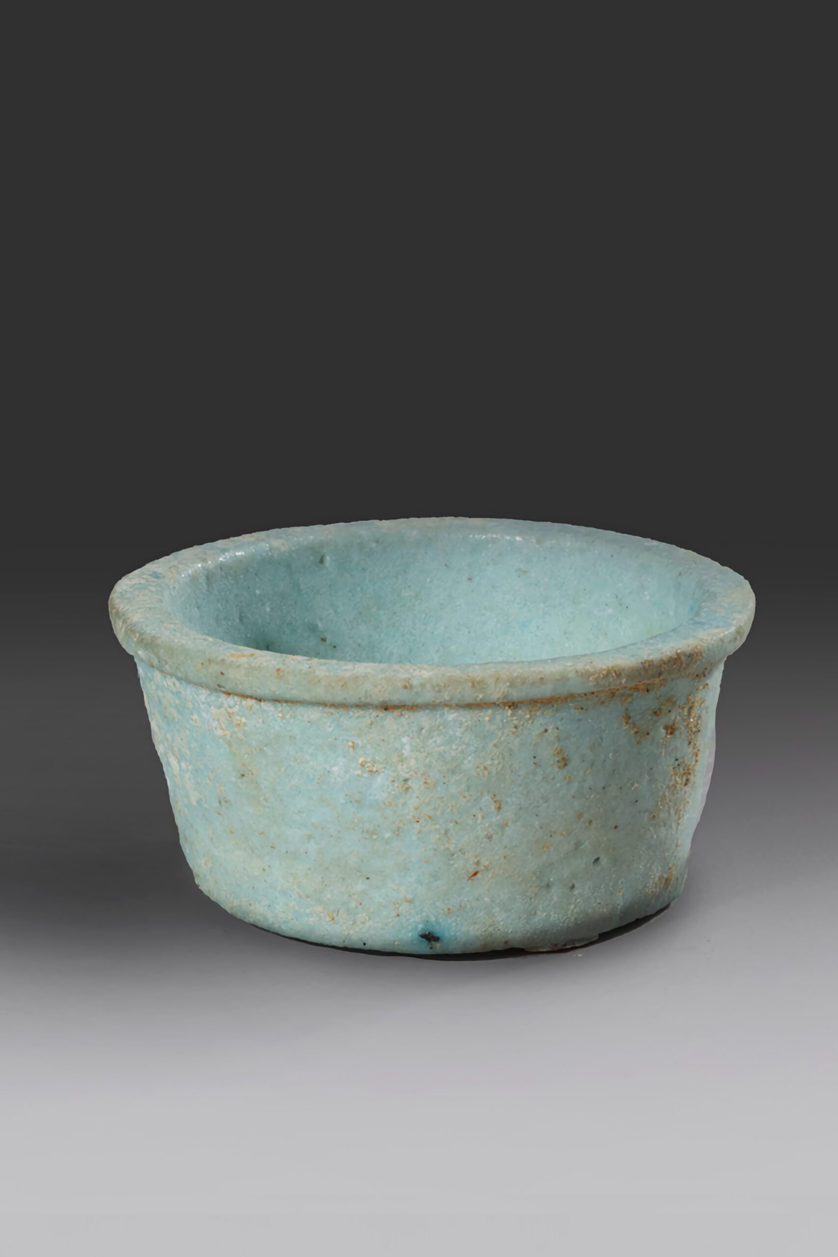 PAIR OF MINI BLUE FAIENCE PAINT POTS - Image 3