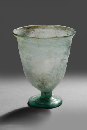 Roman green glass footed goblet