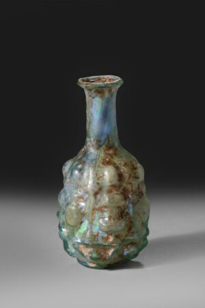 roman greenish blue sidonian unguentarium