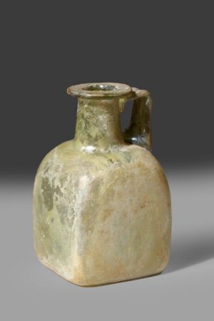 roman square one-handled glass bottle
