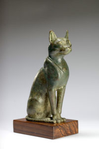 Egyptian large bronze seated cat